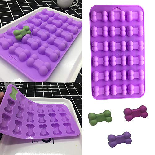 7 Pack Dog Treat Molds, Puppy Dog Paw and Bone Molds, Nonstick Dog Ice Molds Trays , Reusable