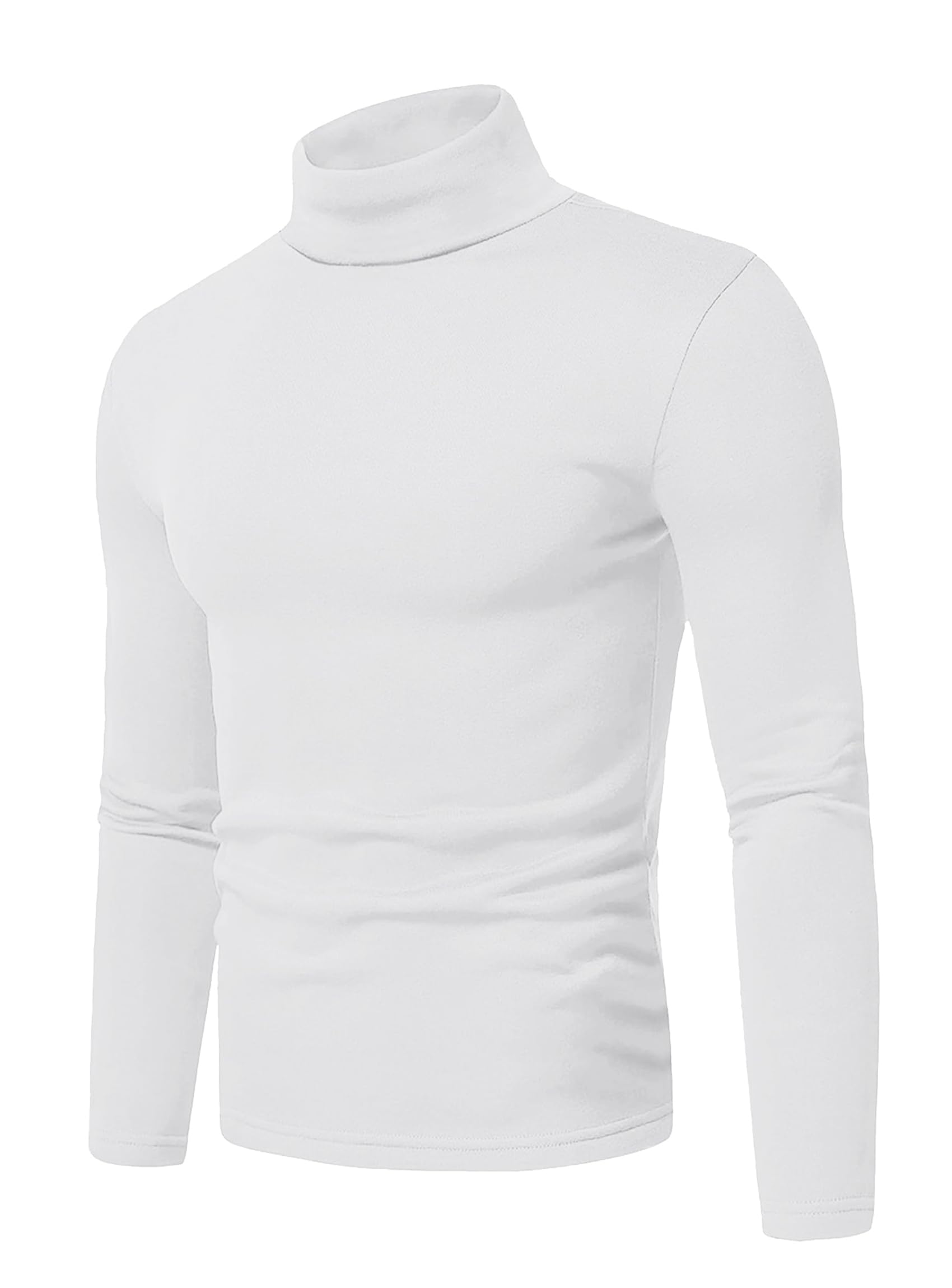 Photo 1 of Askdeer Men's Turtleneck Shirts Cotton Long Sleeve Thermal Pullover Sweater Lightweight Thermal T-Shirts White