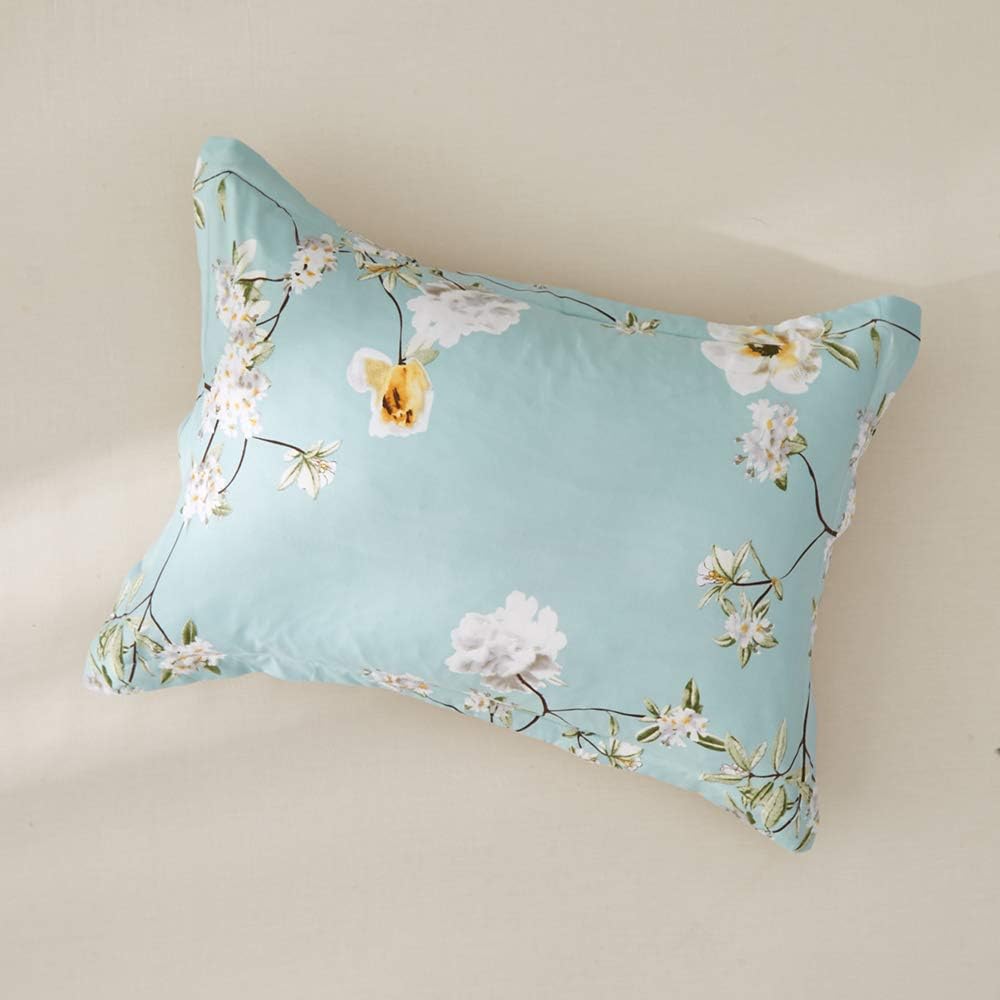 Joyreap 3pcs Floral Comforter Set, Soft Microfiber Comforter for All Season, Elegant White Flower Printed on Blue Reversible Design (King, 102x90 inches): Home & Kitchen