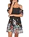 Naggoo Women's Summer Chiffon Floral Printed Cold Shoulder Loose Short Dress
