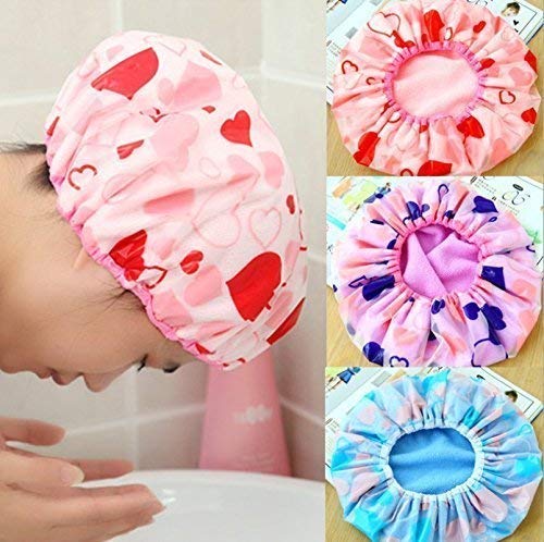 Prime-Zone Set of 3Pc Premium Quality Reusable Printed Shower Cap With Elastic Band For Home Use/Salons/Spa/Hair treatment/Beauty Parlours For Both Men And Women Bathing Accessory-Multi Color