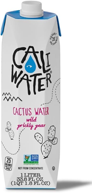 CALIWATER Cactus Water | Wild Prickly Pear, 1-Liter (Pack of 12) Not From Concentrate
