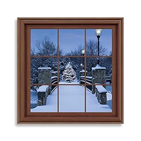 Framed Xmas Window Home Artwork for Living Room Bedroom