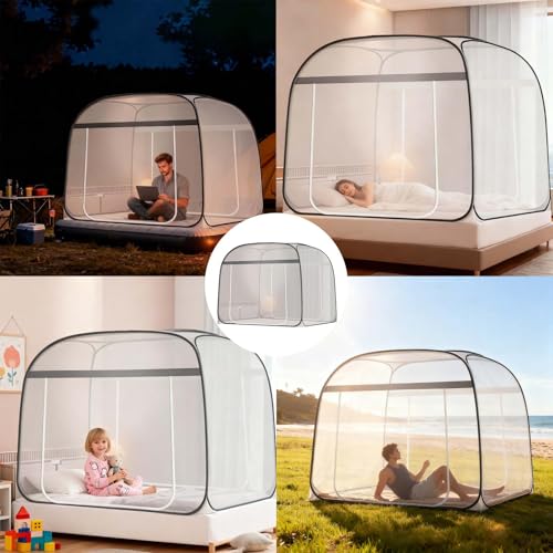 Mosquiteiro Para Cama Sem Necessidade De Pendurar 1.5 * 2 * 1.4m,mosquiteiro (Cinza)