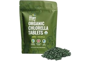 On Target Living Organic Chlorella Tablets | USDA Organic | 1000 Supergreen Tablets | Immune Support | Chlorophyll | Recovery | Athletic Performance | Premium Quality