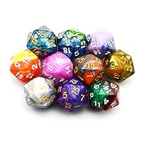 SmartDealsPro 10-Pack Two Color 20 Sided Dice D20 Polyhedral Dice DND RPG MTG Table Games