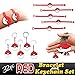 Red Novelty Prize Bracelets and Party Keychains Favors for Childrens Birthday Supplies Goody Bags, 32pcs Set