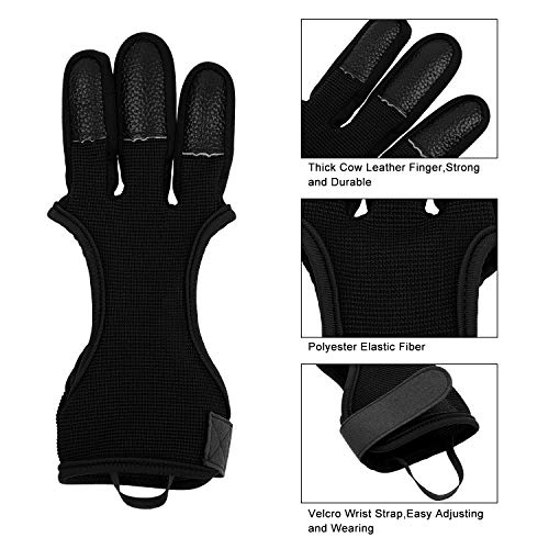 FitsT4 Archery Gloves Leather Three Finger Protector Bow Shooting