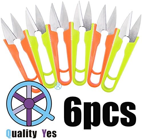 QY 6PCS Orange Green Color Mini Spring Scissors U Shape Sewing Scissors
