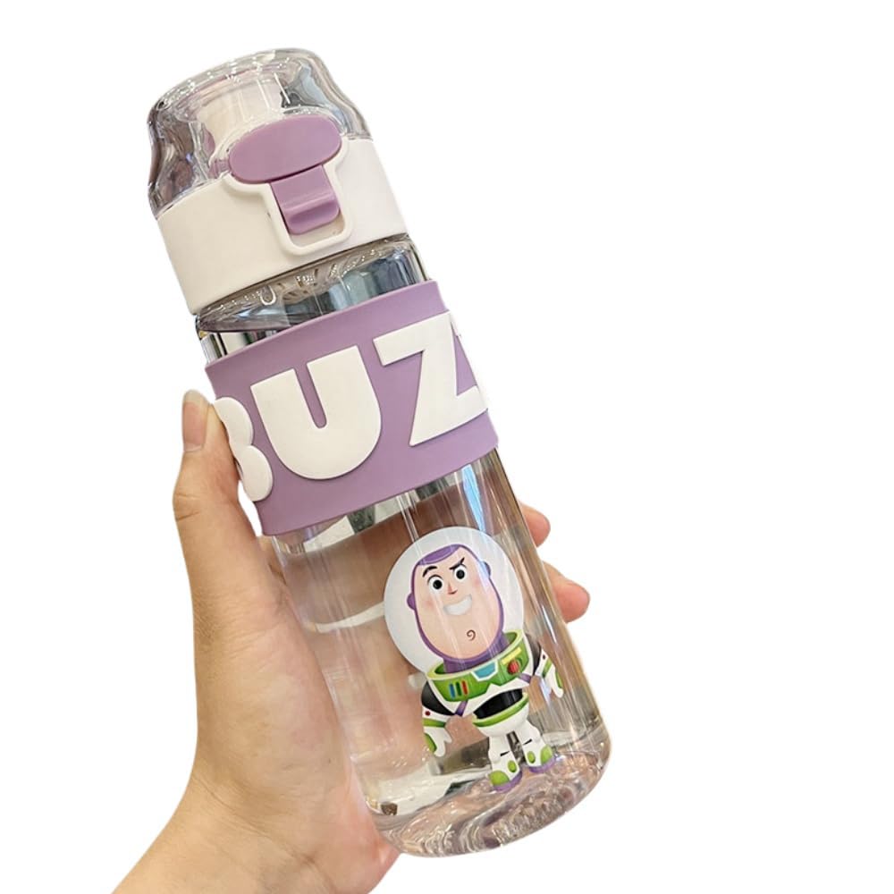 OMEIU Store Water Bottle Reusable Kids 520ml PP with Two Lids Leak Proof with straw Lid BPA Free Drinking bottle (BUZ)