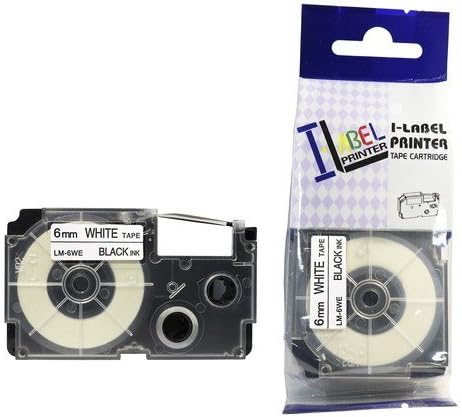 LM Tapes - Casio KL-750 6mm Black on White Compatible Label Tape for Casio KL750 EZ Label Printer