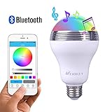 HEIOKEY Bluetooth Speaker LED Light Bulb Smart Led E26 Bulb with RGB Color Changing Led Music Bulb Lamp Dancing LED Light Smartphone App Controlled for home-White