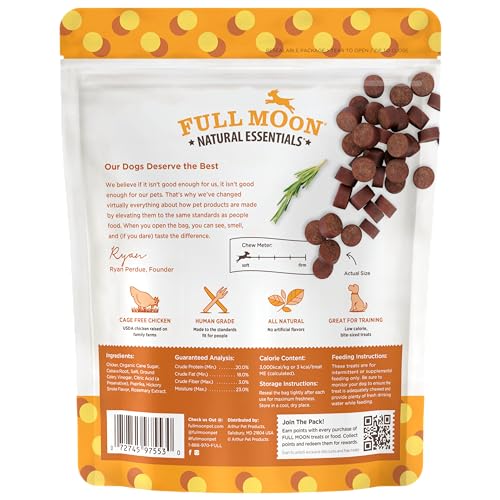 FULL MOON ALL NATURAL HUMAN GRADE DOG TREATS, ESSENTIAL CHICKEN SAVORY BITES, 16 OUNCE