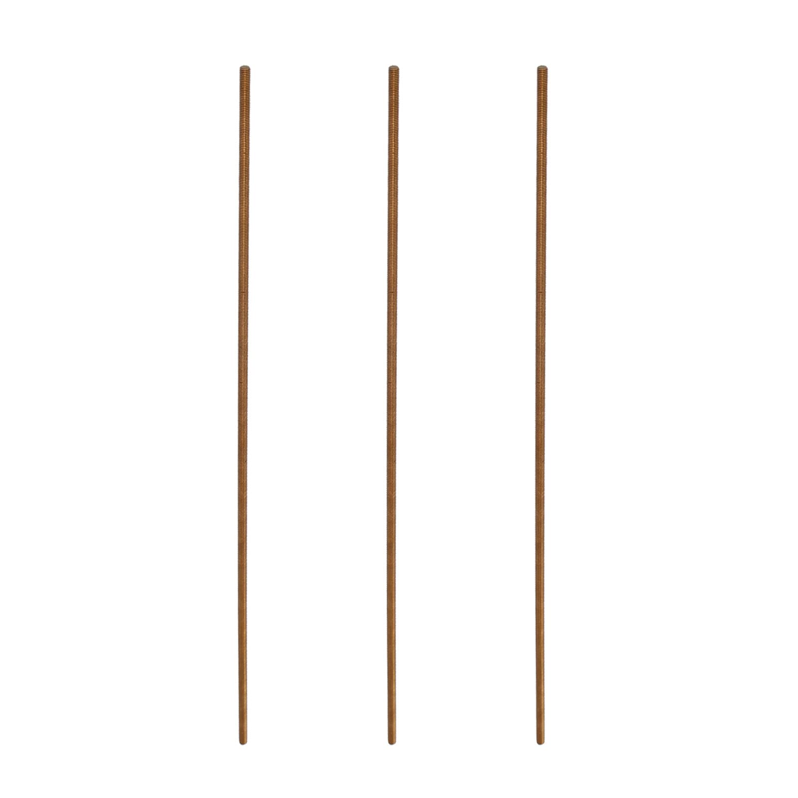 Rebower Fully Threaded Rod All Thread Brass Rod Bar Studs, [for Clamps and U-Bolts] - M2.5 x 250mm Male Threaded 0.5mm Pitch/Gold/3Pack