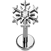Cords Club Snowflake Flat Back Stud – ASTM-F136 Implant Grade Titanium - Push Pin Design for Sensitive Ears – Available in 18K PVD Gold Plated & Titanium Silver (Single Earring)