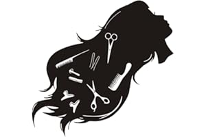 HOMSFOU Hair Salon Self-adhesive Wall Sticker 85x43cm Hairdressing Wall Decal for Beauty Salon Decor Black