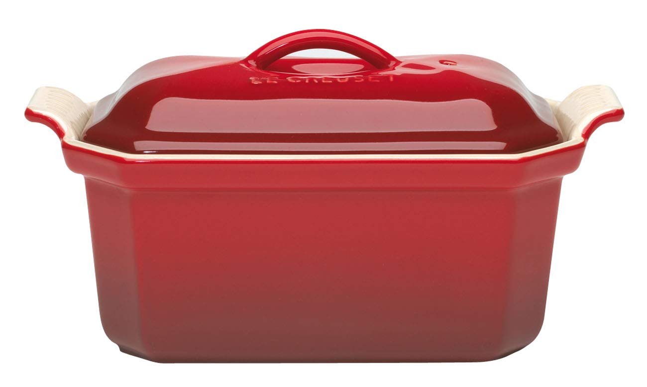 Le Creuset Stoneware Rectangular Terrine with Press, 600 ml, Cerise