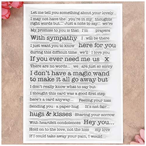 Kwan Crafts Words Letters hugs Kisses with Sympathy Clear Stamps for Card Making Decoration and DIY Scrapbooking