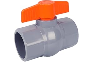 FANOVO 1-1/2 in Inline Slip PVC Ball Valve Schedule 80 Compact T-Handle Water Shut-Off Valves Octagonal Ball Valve Socket Valve for Irrigation and Water Treatment Swimming Pool Equipment(1-1/2 inch, 1)