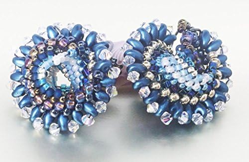 Leenou Handmade Beaded Blue Shell Shape Earrings with Preciosa Crystals for Anniversary Gift Casual Party Birthday and Wedding