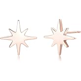 18K Gold Plated Sterling Silver North Star Stud Earrings Gold Earrings