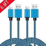 Android Charger Micro USB Cable 2pack 6ft Long Tough Braided Cord Fast Quick Charging Compatible for Moto E5 G5 G6 Play, Samsung S7 S6 Active, Galaxy J7 J3 V, Kindle Fire HD 7 10 Tablet, PS4 Pro Slim