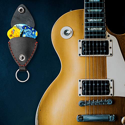 Van Gogh 12 Pack Guitar Picks with 100% Real Leather Picks Holder - Celluloid Medium Plectrums Unique Gifts For Guitarist - Thumbnail 5