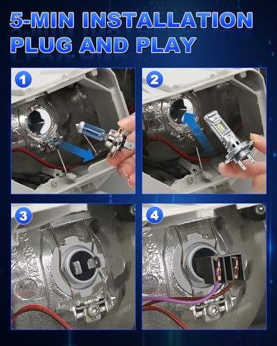 SUPAREE H7 LED Bulb H7 LED Car Canbus H7 LED 6500k White Hi/Lo Beam 12V 80W 24000LM 600% Bright 1:1 Mini Design Plug n Play 2pcs