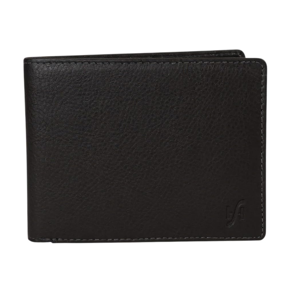 STARHIDE Mens RFID Blocking Soft Nappa Leather Zip Coin Pocket Trifold Wallet 115 (Black)