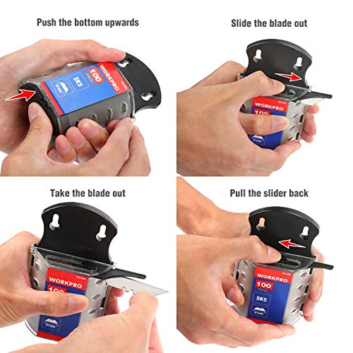 3 WORKPRO+Utility+Blades+Dispenser+100+pack