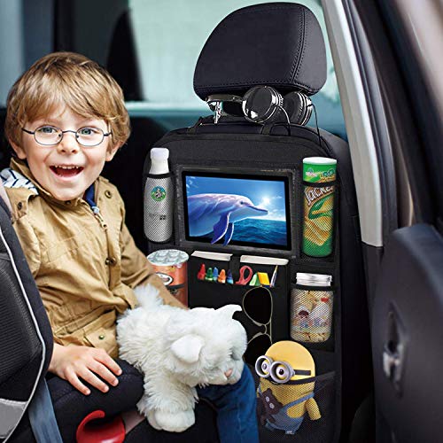 Fullsexy 2 Pack Car Organizer Back Seat with Touch Screen Tablet Holder,and 9 Storage Pockets Seat Back Protectors for Kids Toy Drink Book and Travel Accessories