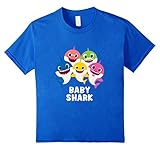 Kids Pinkfong Baby Shark family t-shirt with text 4 Royal Blue