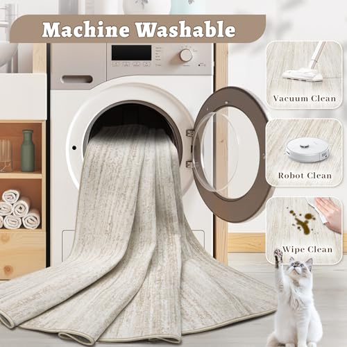 Area Rug 8x10 Living Room Rugs: Washable Modern Rug Large Non-Slip Soft Rugs Stain Resistant Printed Rug Indoor Carpet for Bedroom Kitchen Dining Room Nursery Playroom Home(Beige, 8'x10')