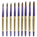 Pana USA Acrylic Nail Brush100% Pure Kolinsky Hair New LIMITED EDITION BEIGE PURPLE Wood Handle with Purple Ferrule Round Shaped Style (Size # 8)