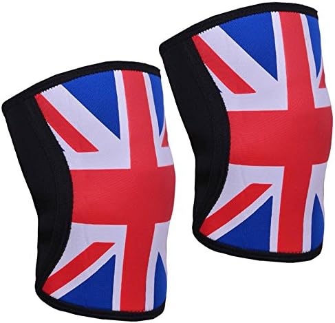 Hawk Fitness Knee Sleeves (Pair) Compression Sleeve Support for CrossFit, Weightlifting, and Powerlifting - 5MM Neoprene knee braces UK FLAG 1 YEAR WARRANTY!!!!