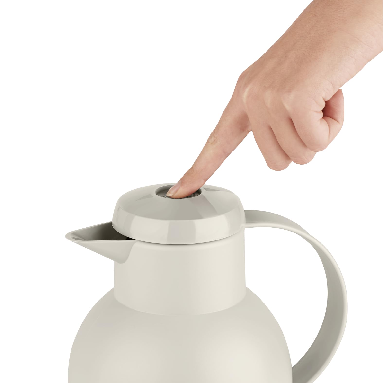 Emsa Samba Isolierkanne F40104 | 1 Liter | Quick Press Verschluss | 100% dicht | 12h heiß, 24h kalt | Puder Grau 3