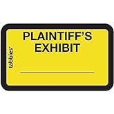 Tabbies 58094 252Ct 1-5/8x1in Self-Stick Plaintiff's Exhibit Labels, Yellow | Writable Color-Coded Space Lets Legal Teams Add Exhibit Letters Or Numbers By Hand For Fast Courtroom Identification