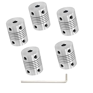Houkr Flexible Couplings 5mm-8mm, Aluminum, for 3D Printer NEMA 17 Shaft Coupler Creality CR-10 CR-10S S4 S5 Makerbot RepRap Prusa CNC Machine, with a M4 Allen Wrench, Type Thread Winding.