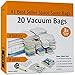 20 Vacuum Sealer Bags – Compression Bags for Travel, Clothes, and Blanket Storage – Airtight Space Saver Pouches in 4 Sizes and Pump by Home-Complete