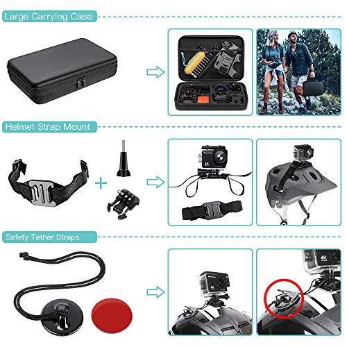 SmilePowo 42-in-1 Accessories Kit for GoPro Hero8 7 Black/GoPro Fusion/Hero6 Black /Hero5 Black/Hero Session/Hero4 3+ 2 1 Black/Hero (2018)/Silver/AKASO/Campark/APEMAN/SJCAM/Max with Car Suction