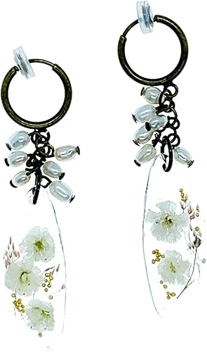 Amazon アンティーク調 幸福 の花言葉を持つかすみ草 6月誕生石 淡水パール のフープ イヤリング 古金美 ボタニカルアクセサリー ハンドメイド 天然石イヤリング お花 ドライフラワー ネックレス 通販