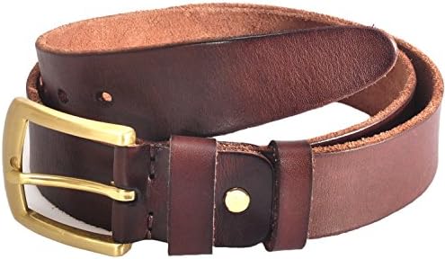 Ferlin Men's Soft Top Grain Leather Jean Belt 38mm Wide (Deep Brown), Enclosed in a Gift Box (42")
