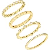 Amazon Essentials 14K Gold-Plated Cubic Zirconia Dainty Ring Sets