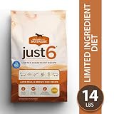 Rachael Ray Nutrish Just 6 Natural Premium Dry Dog Food, Limited Ingredient Diet Lamb Meal & Brown Rice Recipe, 14 Lbs