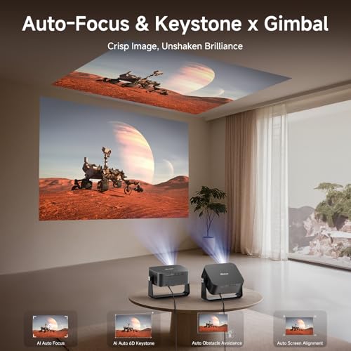 4K Outdoor Projector, 2500 ANSI with Auto Focus & Keystone, Built-in Apps | Built-in YouTube/PrimeVideo, Smart Projector with 20W Dolby Audio, HDR10+, AirPlay, WiFi & Bluetooth, Stand for Home Theater