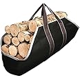 Amagabeli Large Canvas Firewood Carrier Log Tote Bag Indoor Fireplace Log Carrier Holders Woodpile Rack Fire Wood Carrying Ou