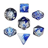 Oun Nana Polyhedral 7-Die Dice Set-Blue-Steel with White