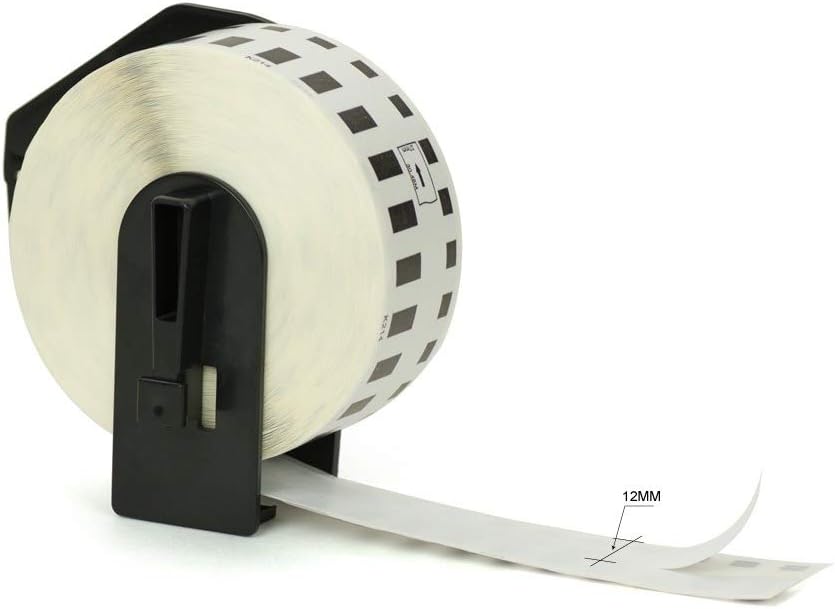 Brother Genuine DK-2214 Continuous Length Black on White Paper Tape for Brother QL Label Printers, 0.47" x 100' (12mm x 30.4M), 1 Roll per Box, DK2214 : Labeling Tape : Office Products