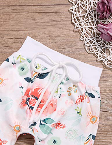 Toddler Baby Girl Clothes Long Sleeve Floral Hoodie Sweatshirt Tops Flowers Pants with Headband Infant Outfits Set(0-6M) Yellow - Thumbnail 5