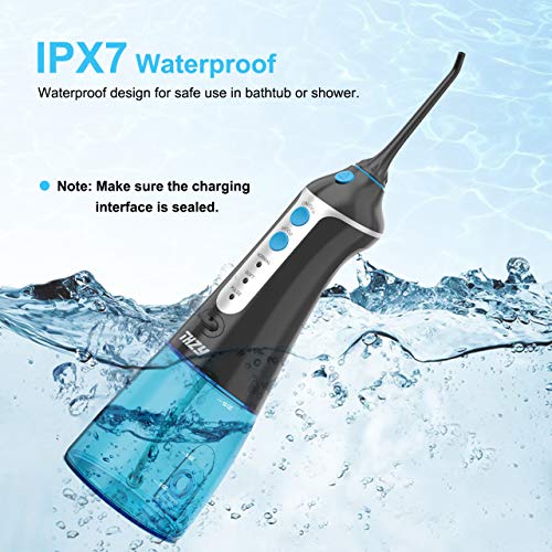 Cordless Water Flosser Oral Irrigator, XPretty Professional Portable and Rechargeable Dental Water Flossing, IPX7 Waterproof 3 Mode Teeth Cleaner with 4 Jet Tips for Home and Travel, Braces Care